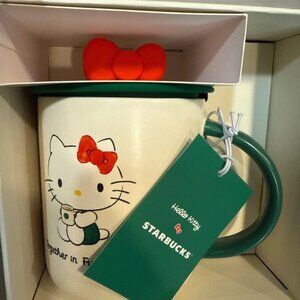 Starbucks x Hello Kitty Mug with bow LID "Limited Edition" 16 oz. Ceramic Cup.
